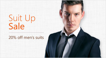 Suit Up Sale 20% off men ' s suits