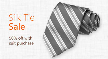 Silk Tie Sale 50% off with suit purchase