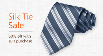Silk Tie Sale 50% off with suit purchase