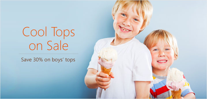 Cool Tops on Sale Save 30% on boys' tops