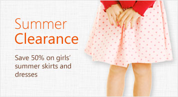 Summer Clearance Save 50% on girls' summer skirts and dresses