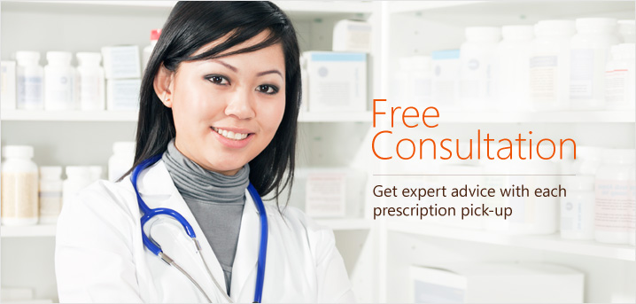 Free Consultation Get expert advice with each prescription pick-up