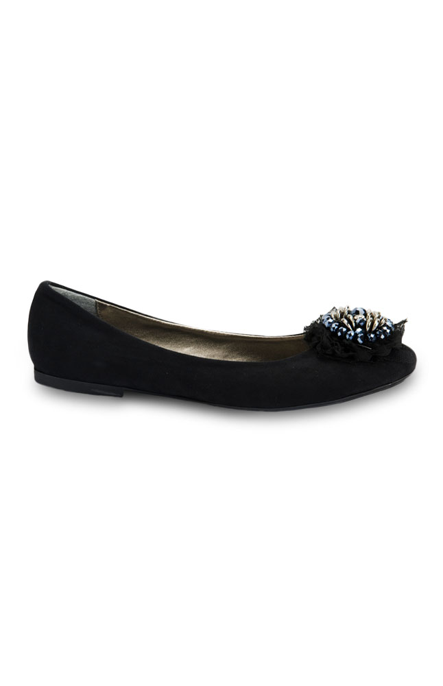 Image for Emery Black Leather Flats from AuroraESite