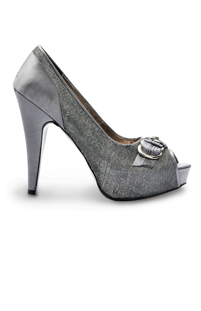 Image for Emery Silver Open-toe Pumps from AuroraESite